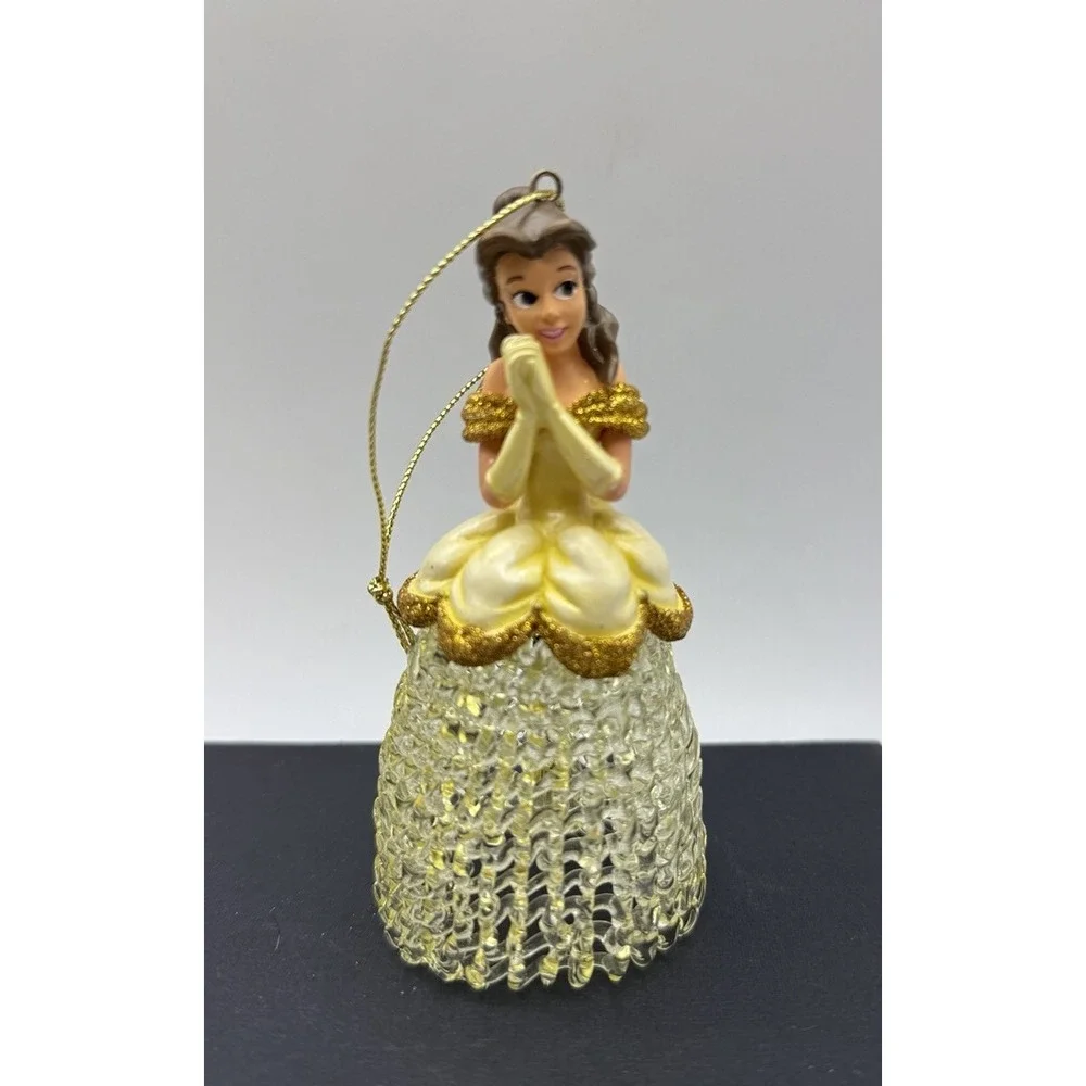 Disney PRINCESS BELLE GLASS BELL ORNAMENT Glass Lace Dress Collectible 2006